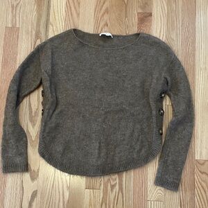 Sezane Crew Neck Sweater with Button Details